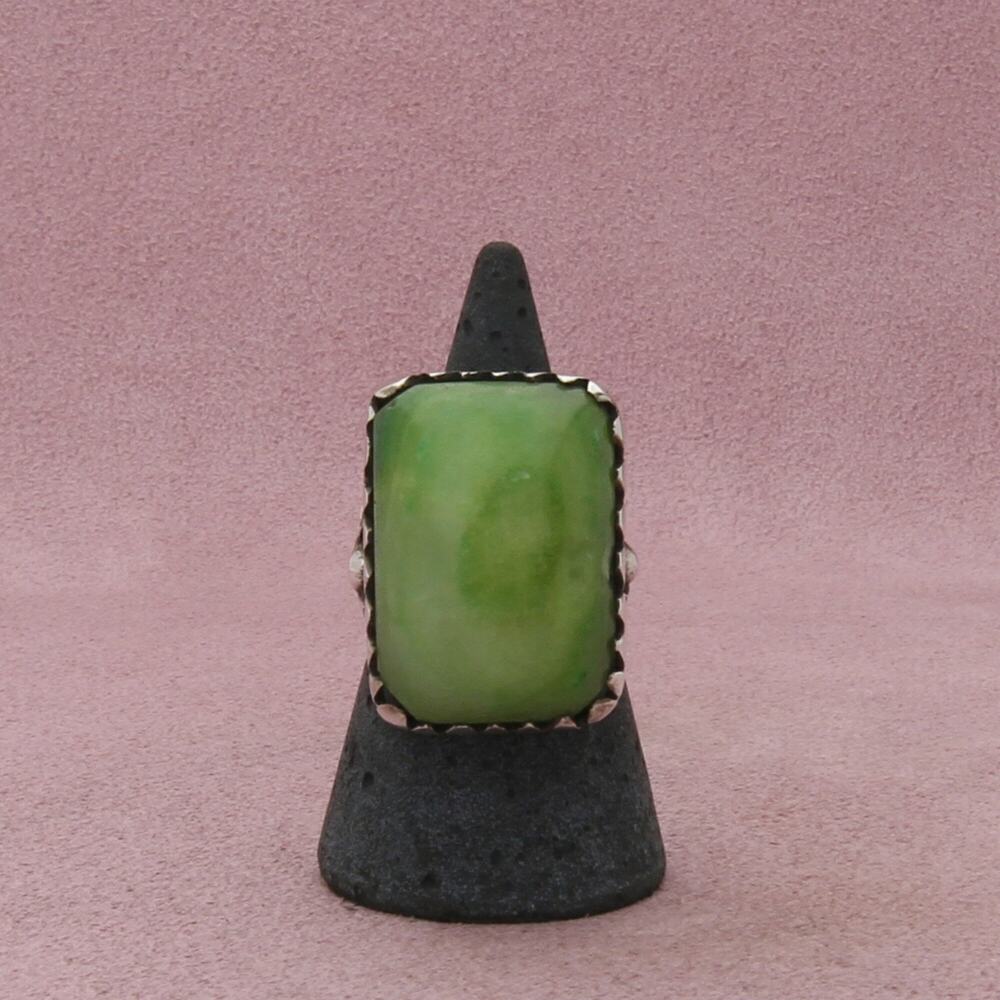 sterling silver vintage mexico green agate ring size 7.25